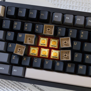 Close-up view of Silent SHHH switches installed on the WOBKEY Rainy 75 Pro Black mechanical keyboard