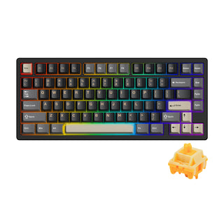 Angled front view of the premium WOBKEY Rainy 75 Pro Black custom aluminum keyboard